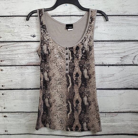 Daytrip BKE SMALL Beige Sequin Top - Picture 1 of 10